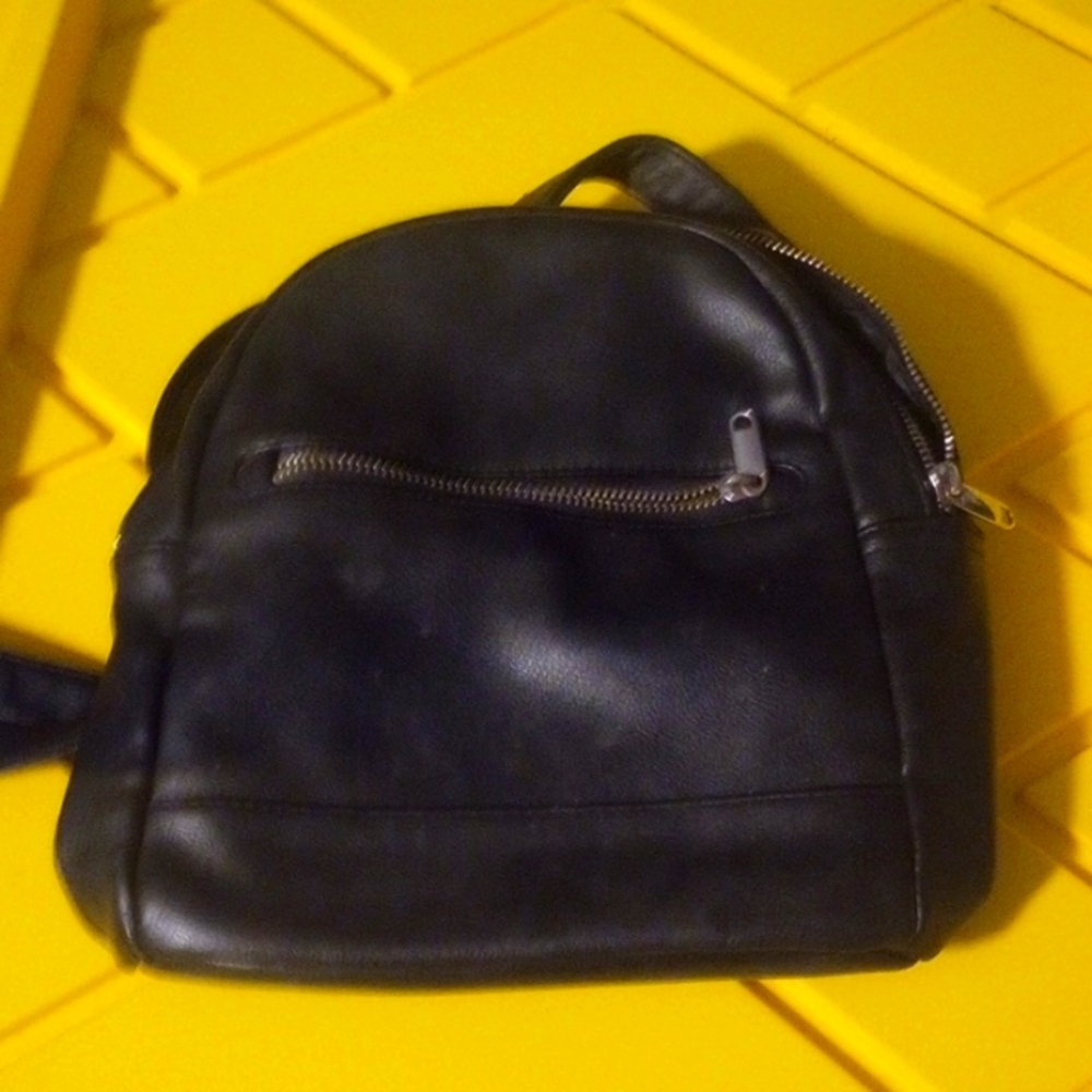 Black leather backpack
